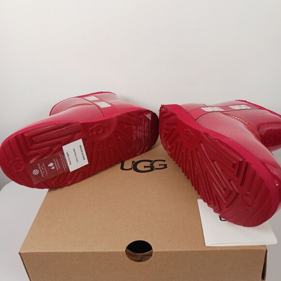 UGG Boots Kids Classic Clear Mini II Red Size 5 New In Box - Picture 9 of 15